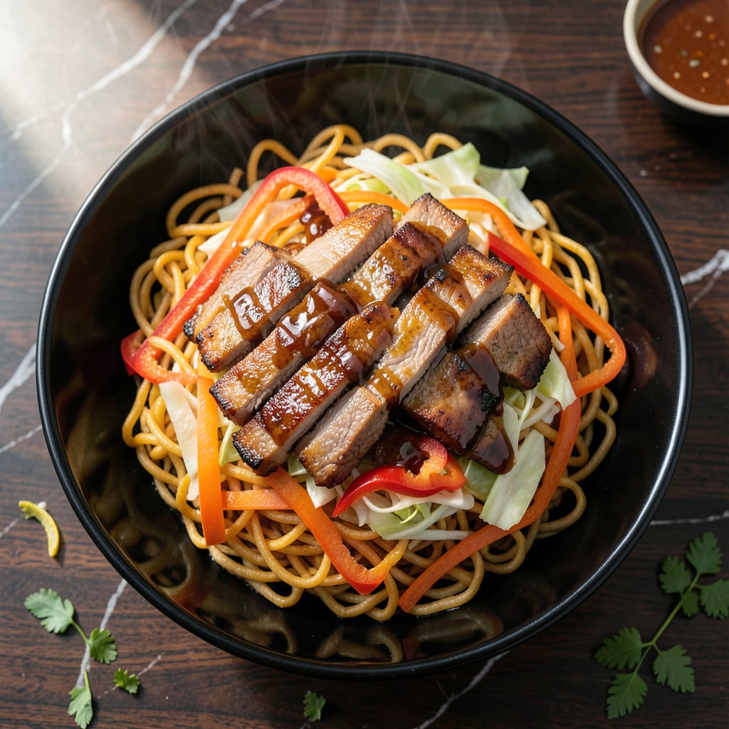 BBQ Pork Chow Mein Recipe: Smoky Sweet Noodles With Wok Fried Crunch example with annotations