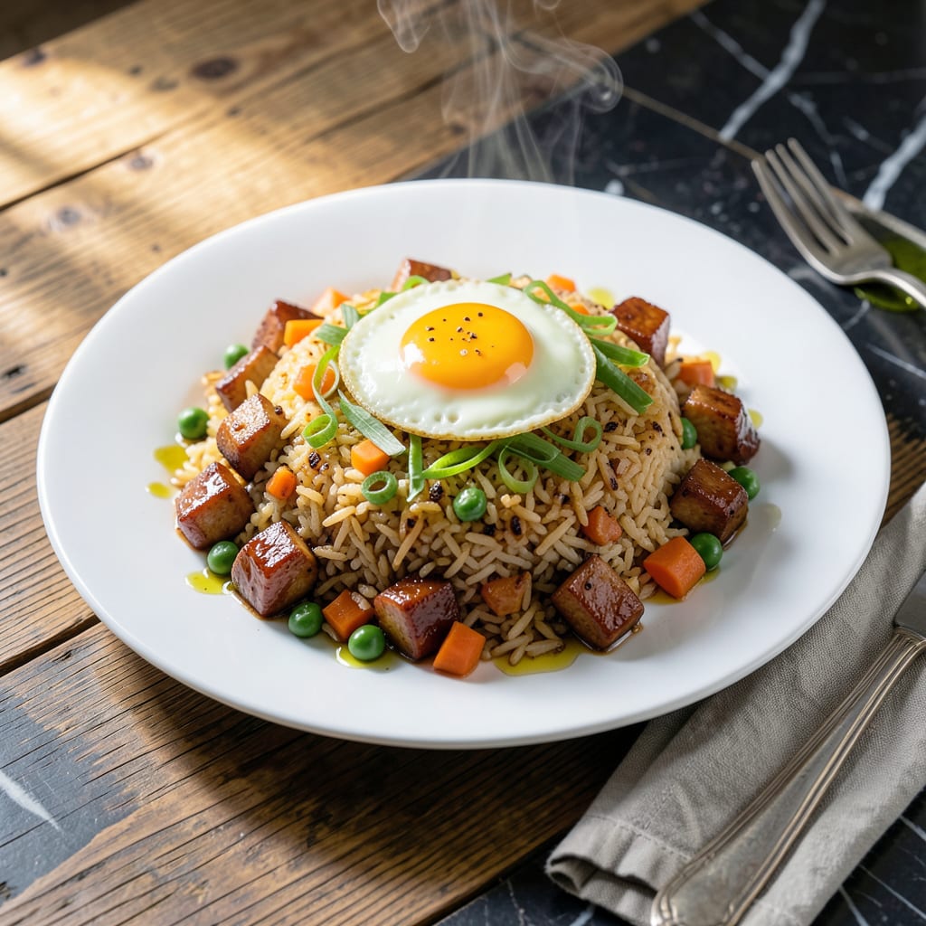 Complete bbq pork fried rice recipe overview image
