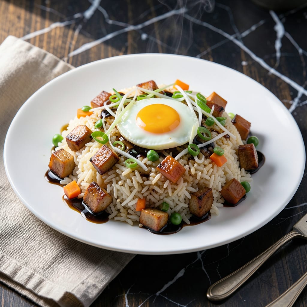 BBQ Pork Fried Rice Recipe Chinese: Wok Tossed Smoky Sweetness With Charred Bites illustration with key details