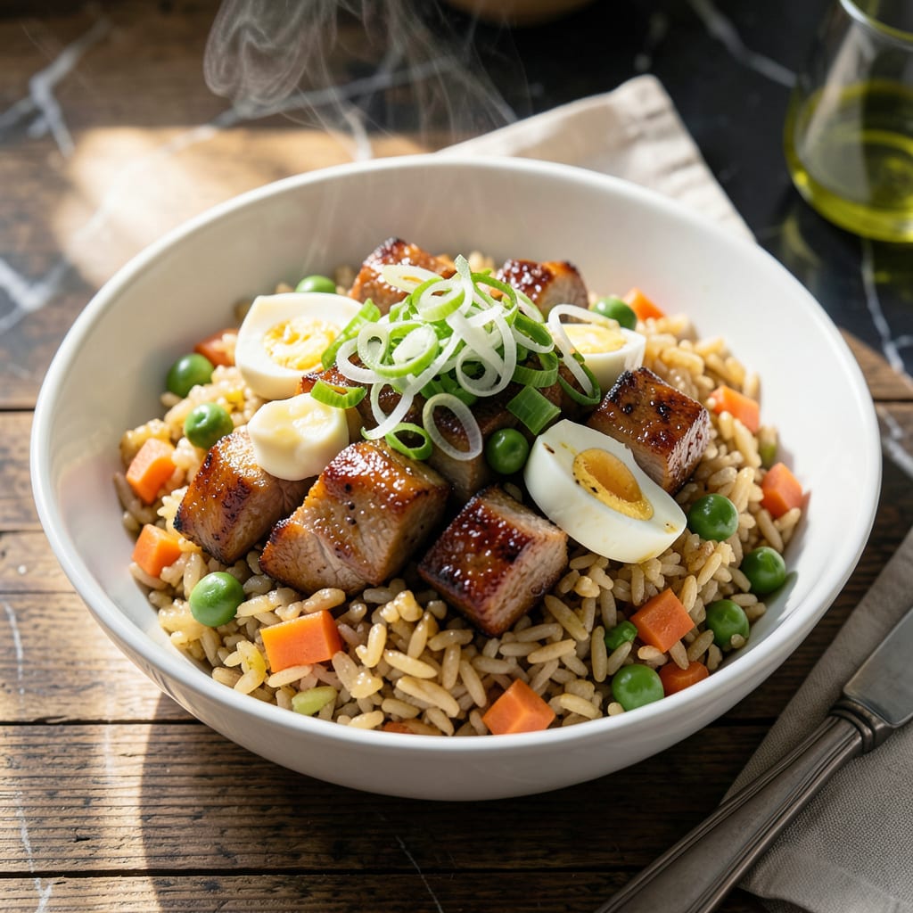 Complete BBQ Pork Fried Rice Recipe: Smoky Sweetness Meets Wok Tossed Savory Bites overview image
