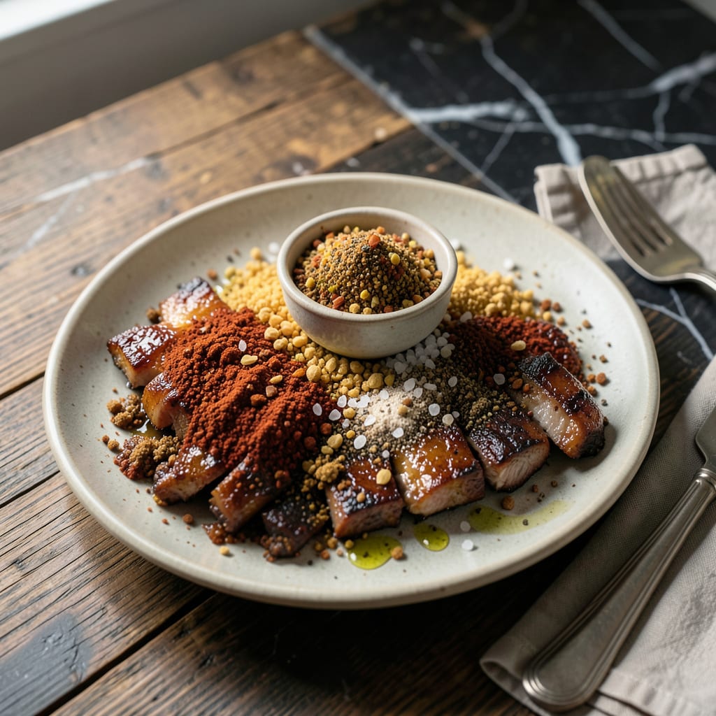 BBQ Pork Loin Rub Recipe: Smoky Sweet Spice Blend for Grilling illustration with key details