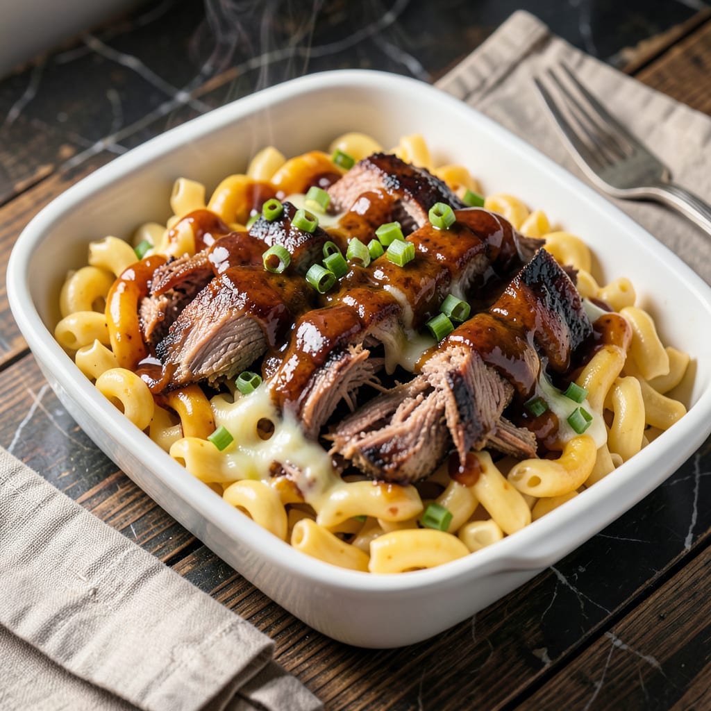 Complete bbq pork mac and cheese recipe overview image