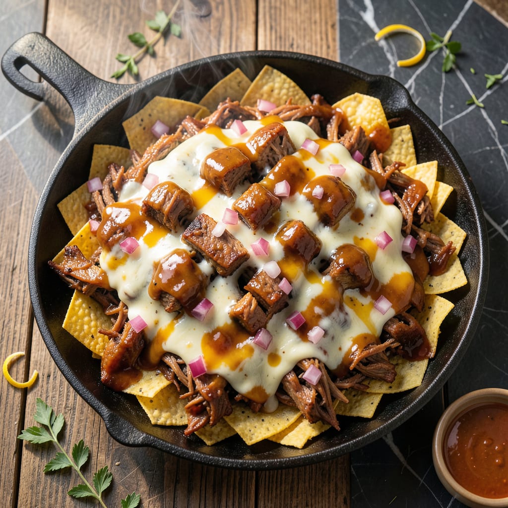 Visual representation of BBQ Pork Nachos Recipe: Loaded With Tangy Pulled Pork and Melted Cheese