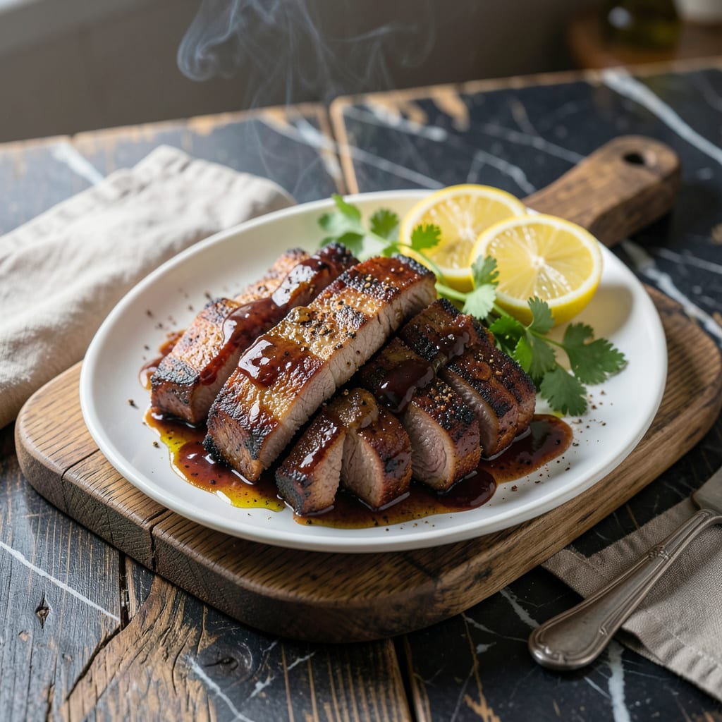 BBQ Pork Rib Tips Recipe: Slow Grilled Meat Candy With Sticky Glaze illustration with key details