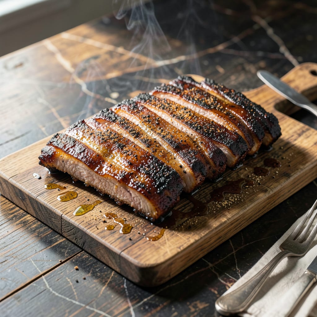 Visual representation of BBQ Pork Ribs Recipe Charcoal Grill: Smoky Tenderness With Charred Crust