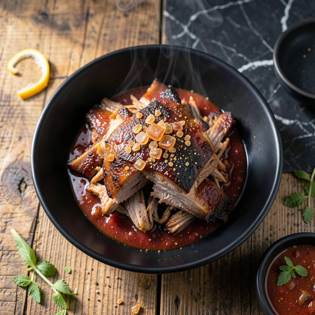 BBQ Pork Shoulder Recipe: Vinegar Kissed Smoky Tenderness example with annotations