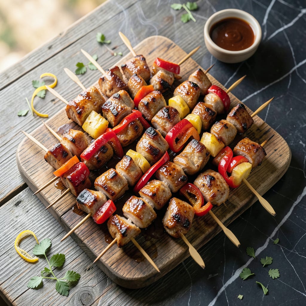 Visual representation of bbq pork skewers recipe