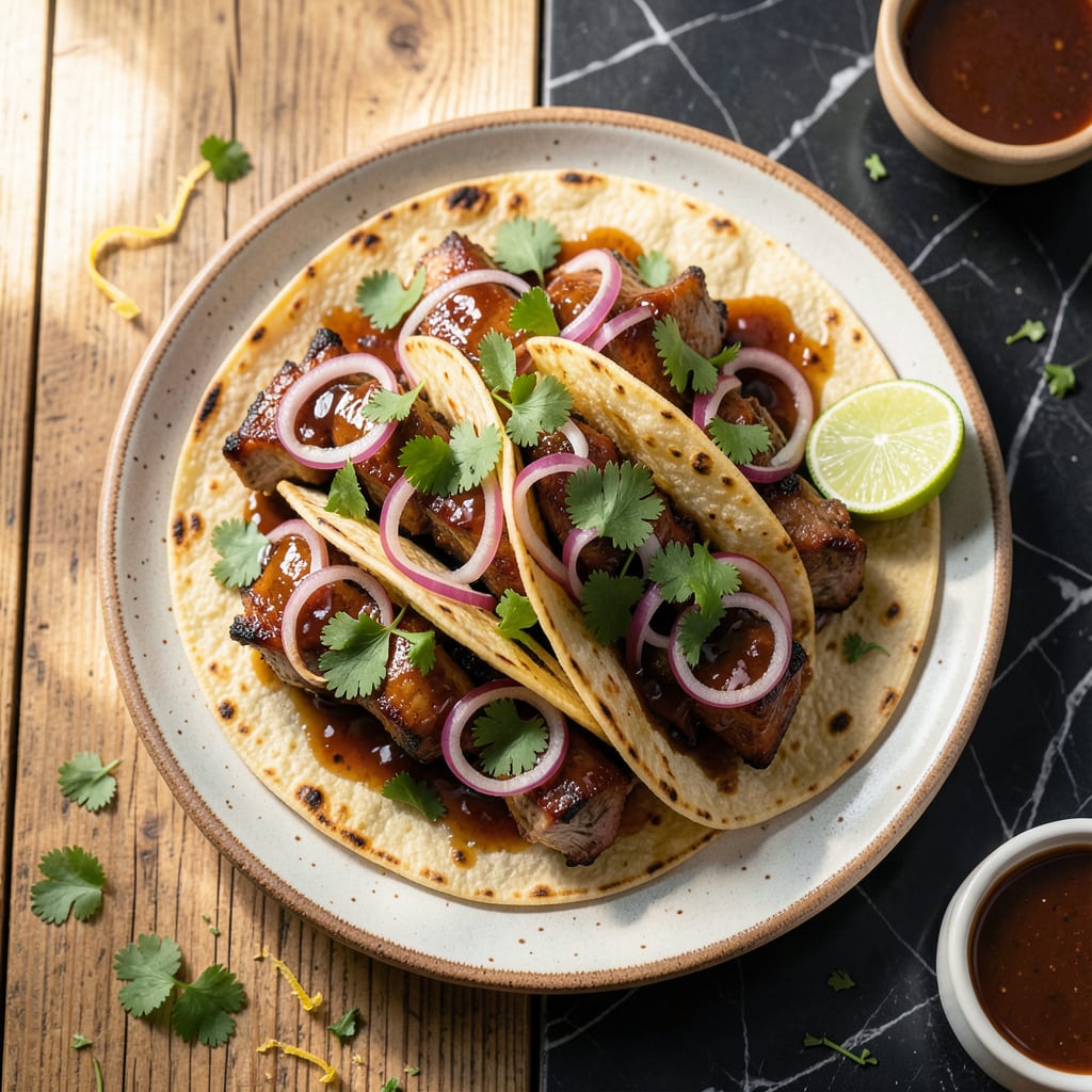 Visual representation of BBQ Pork Tacos Recipe: Smoky Sweetness in Corn Tortillas