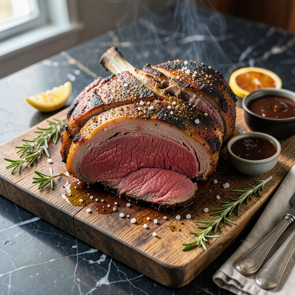 bbq prime rib roast bone in recipe example with annotations