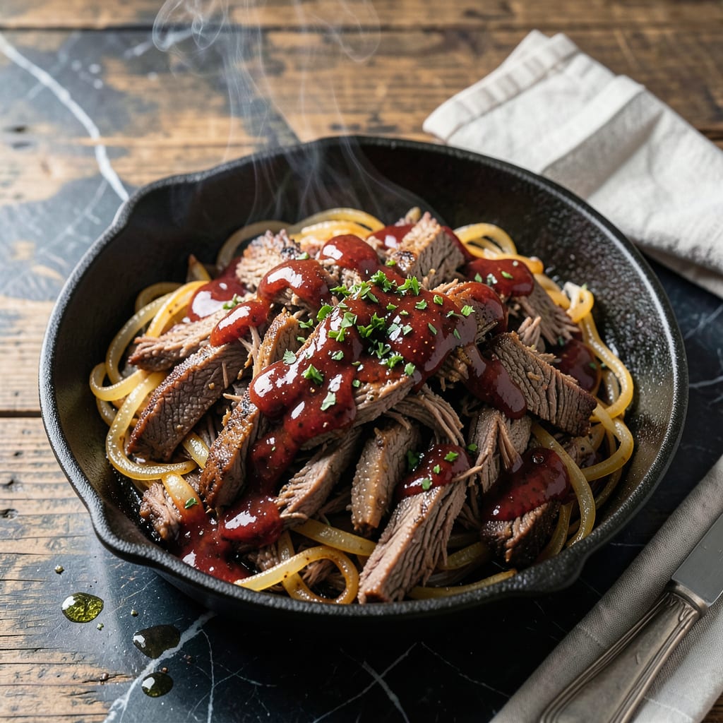 Visual representation of BBQ Pulled Beef Recipe Oven: Slow Roasted to Melt in Your Mouth Tenderness
