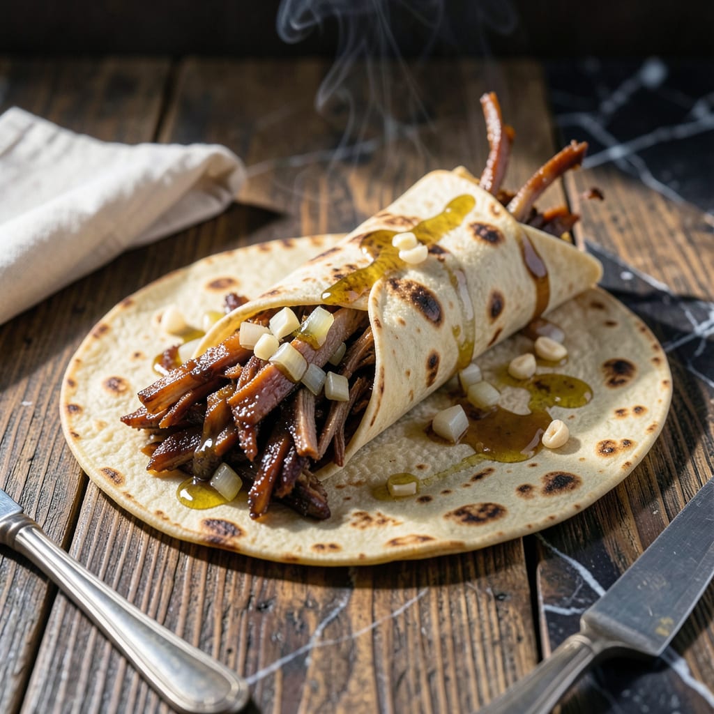 BBQ Pulled Pork Burrito Recipe: Smoky Sweetness in a Portable Package example with annotations