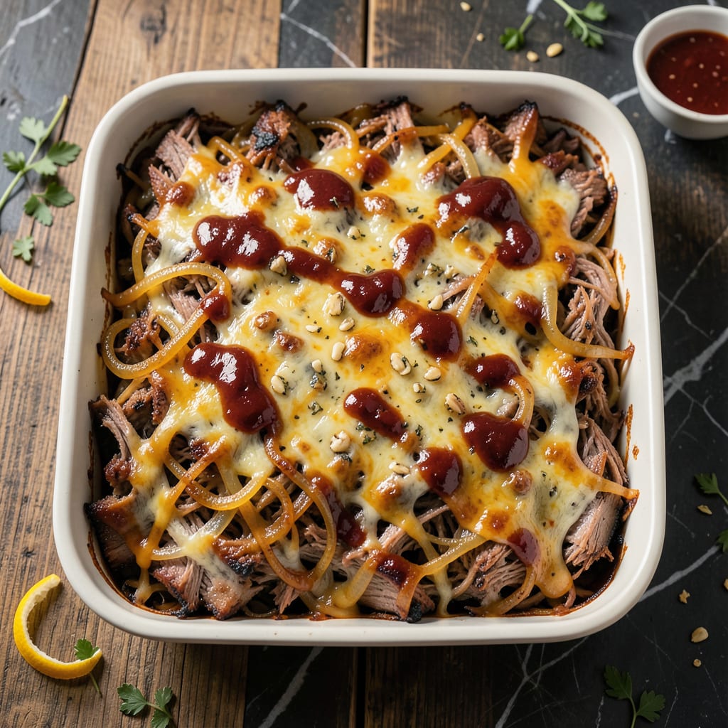 bbq pulled pork casserole recipe example with annotations