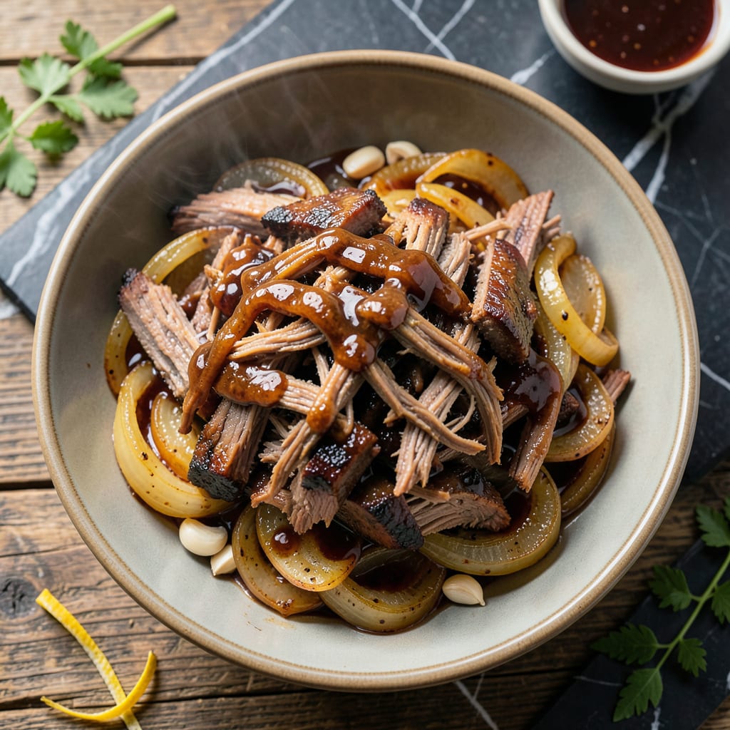 Visual representation of BBQ Pulled Pork Recipe With Root Beer: Soda Braised Tenderness for Sandwiches