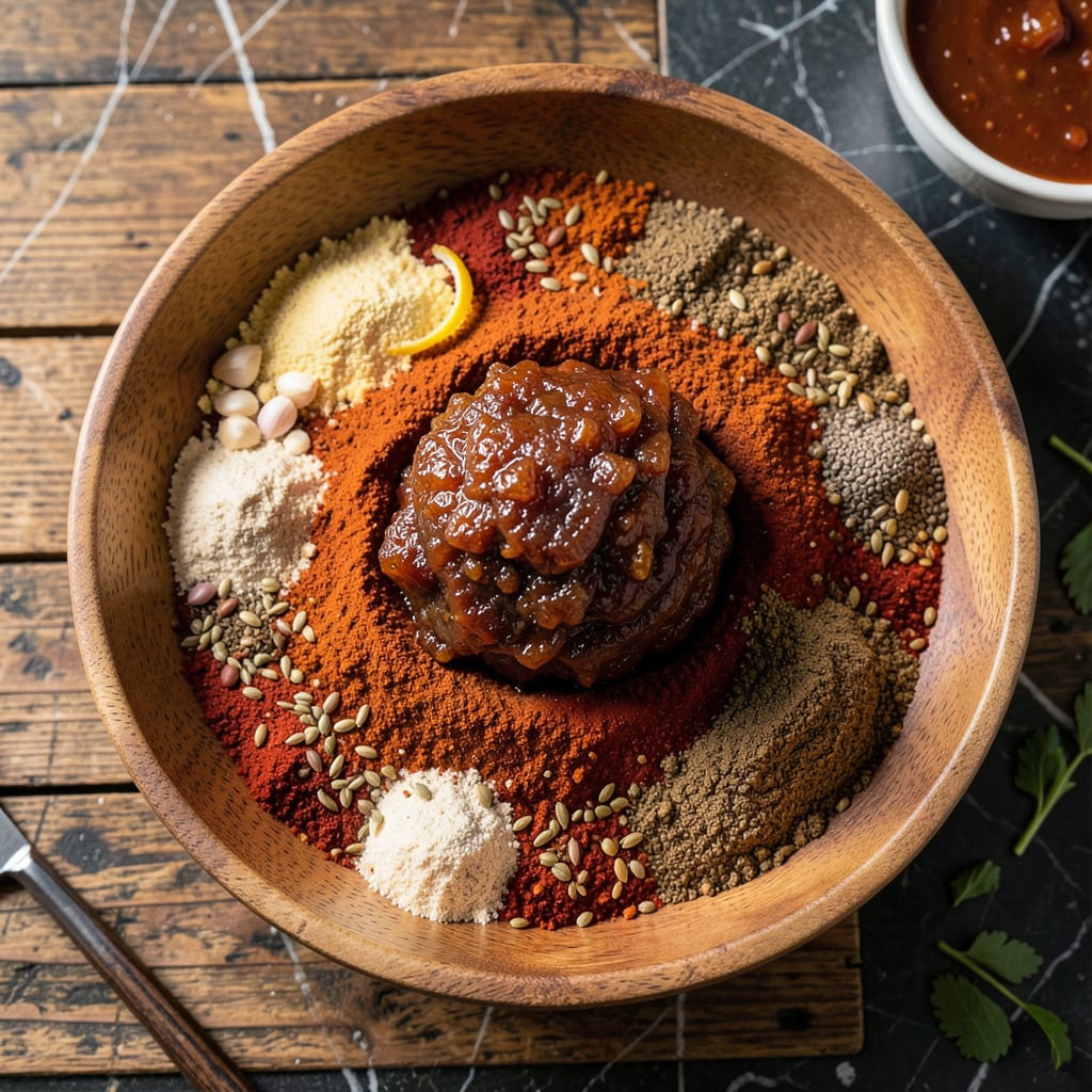bbq pulled pork seasoning recipe illustration with key details