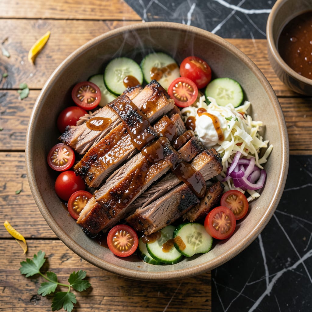 bbq pulled pork shoulder recipe illustration with key details