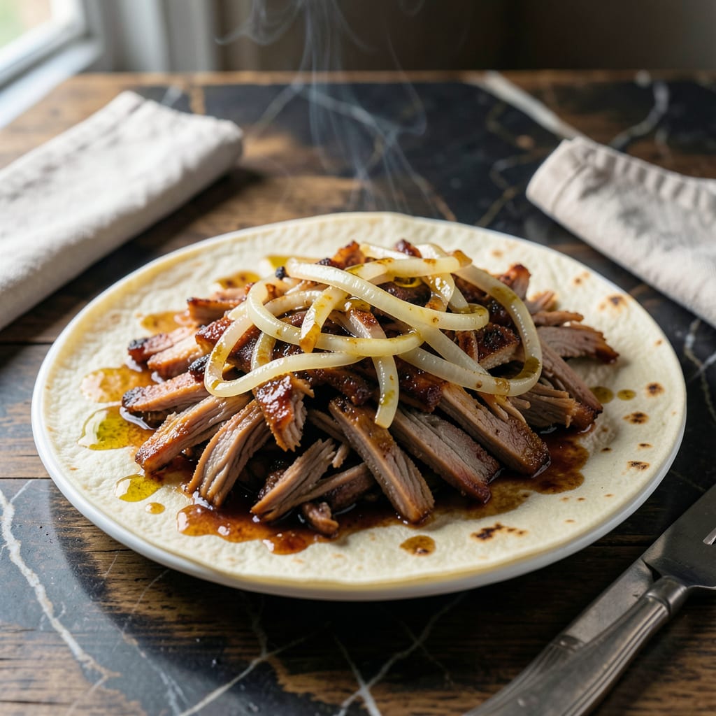 bbq pulled pork wrap recipe example with annotations