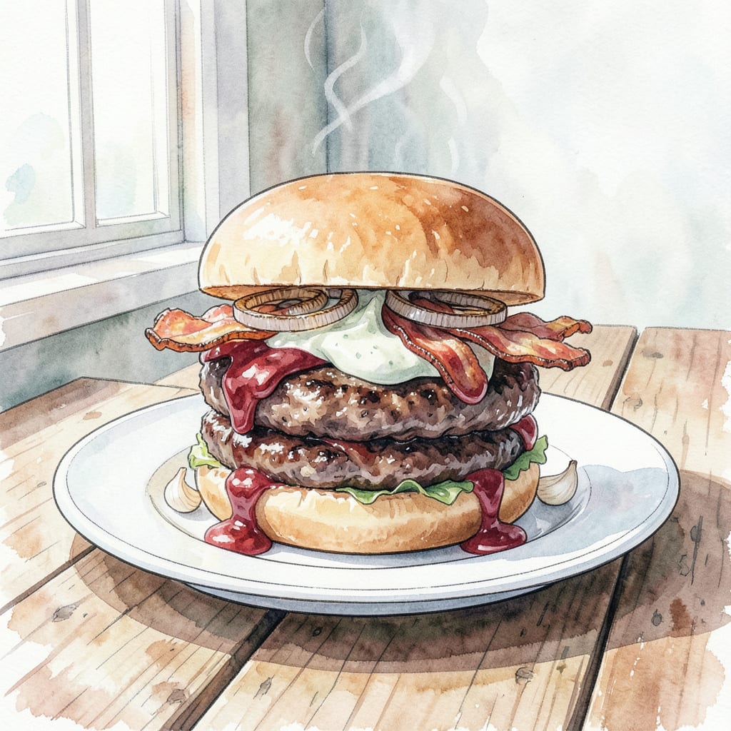 Visual representation of BBQ Ranch Burger Recipe: Juicy Patty With Crispy Bacon