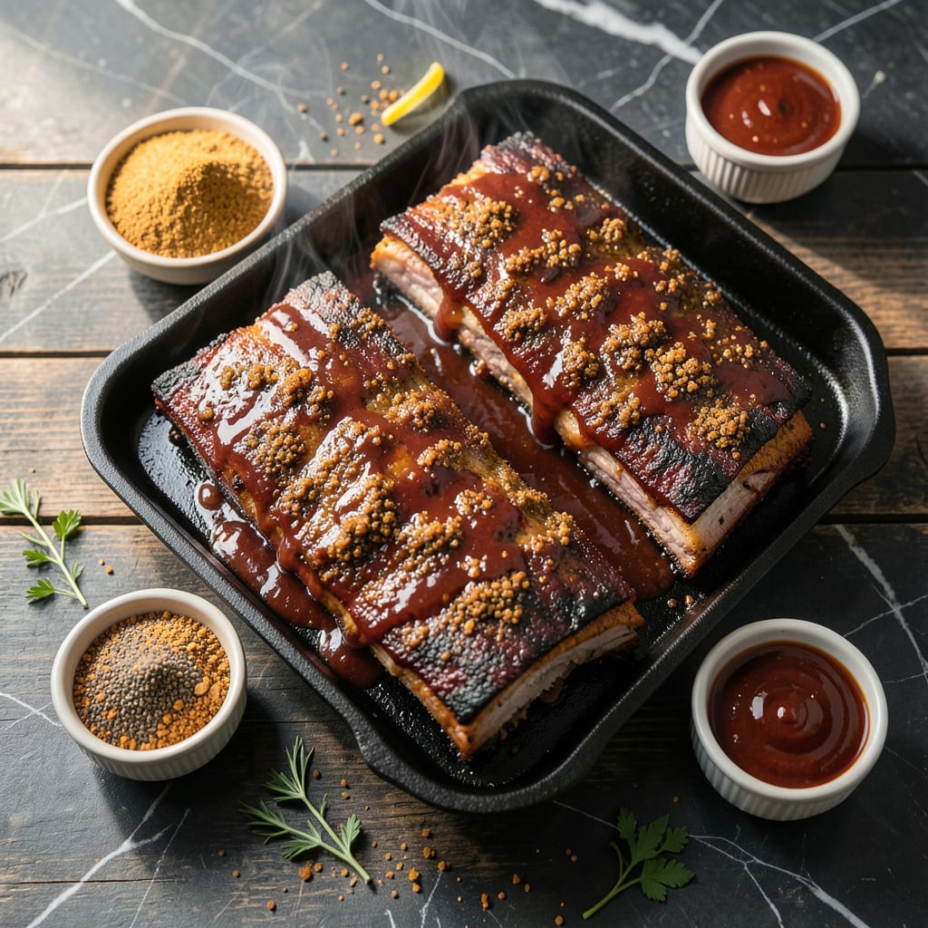 BBQ Ribs Rub and Sauce Recipe: Smoky Sweetness With a Spicy Kick example with annotations