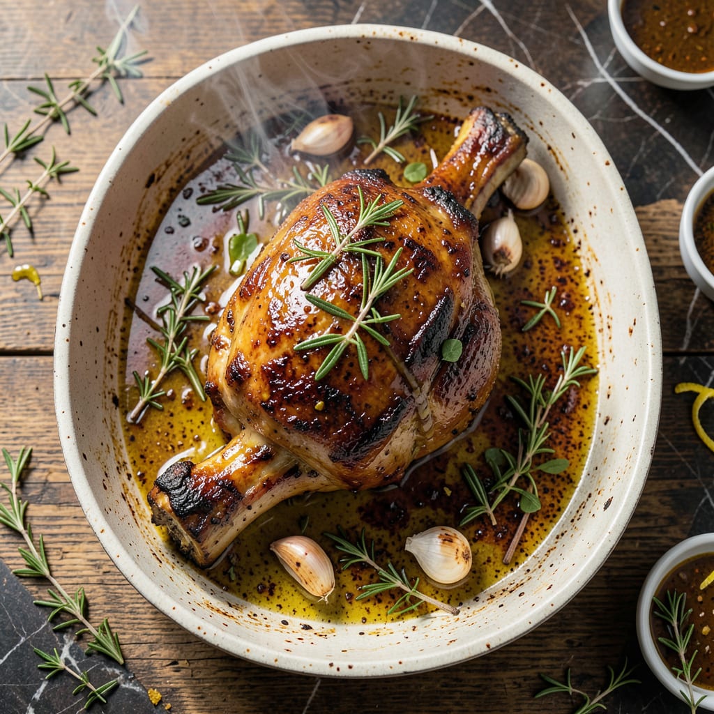 Complete bbq roast lamb leg recipe overview image