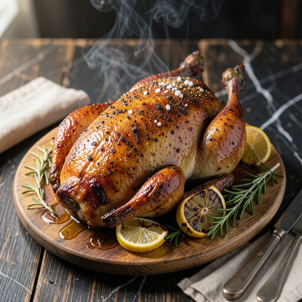 Visual representation of BBQ Roast Turkey Recipe: Smoky Juice With Charred Crisp Skin