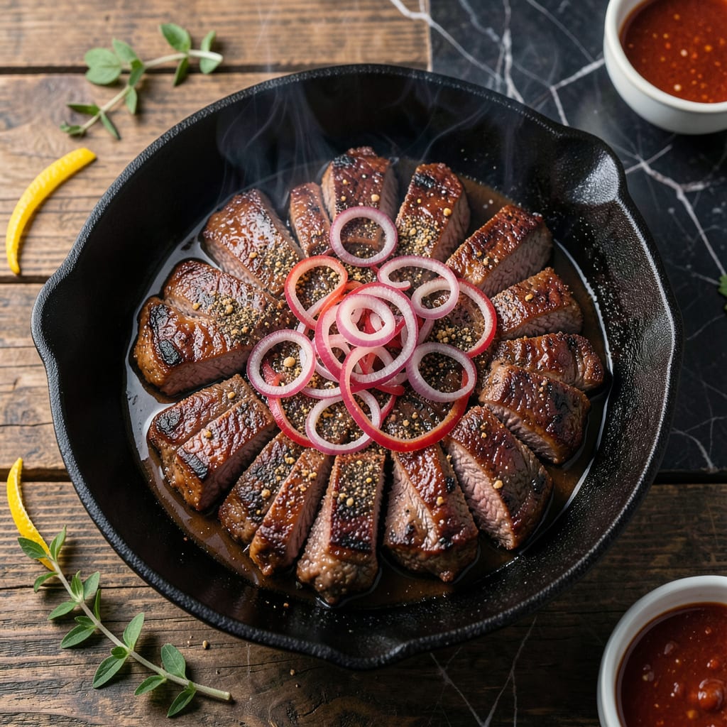 Visual representation of BBQ Round Steak Recipe: Grill Mastered Smoky Tenderness