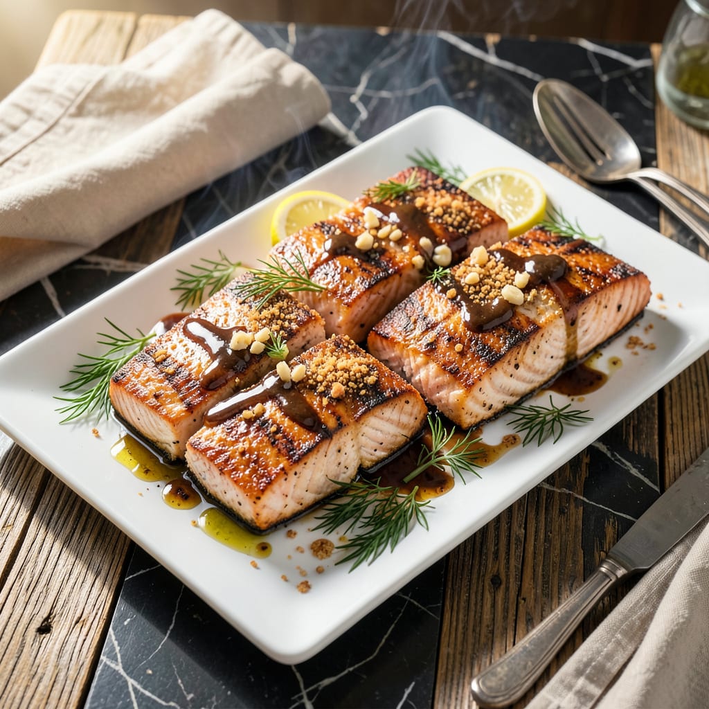 BBQ Salmon Recipe: Smoky Grill Kissed Tender Fillets example with annotations