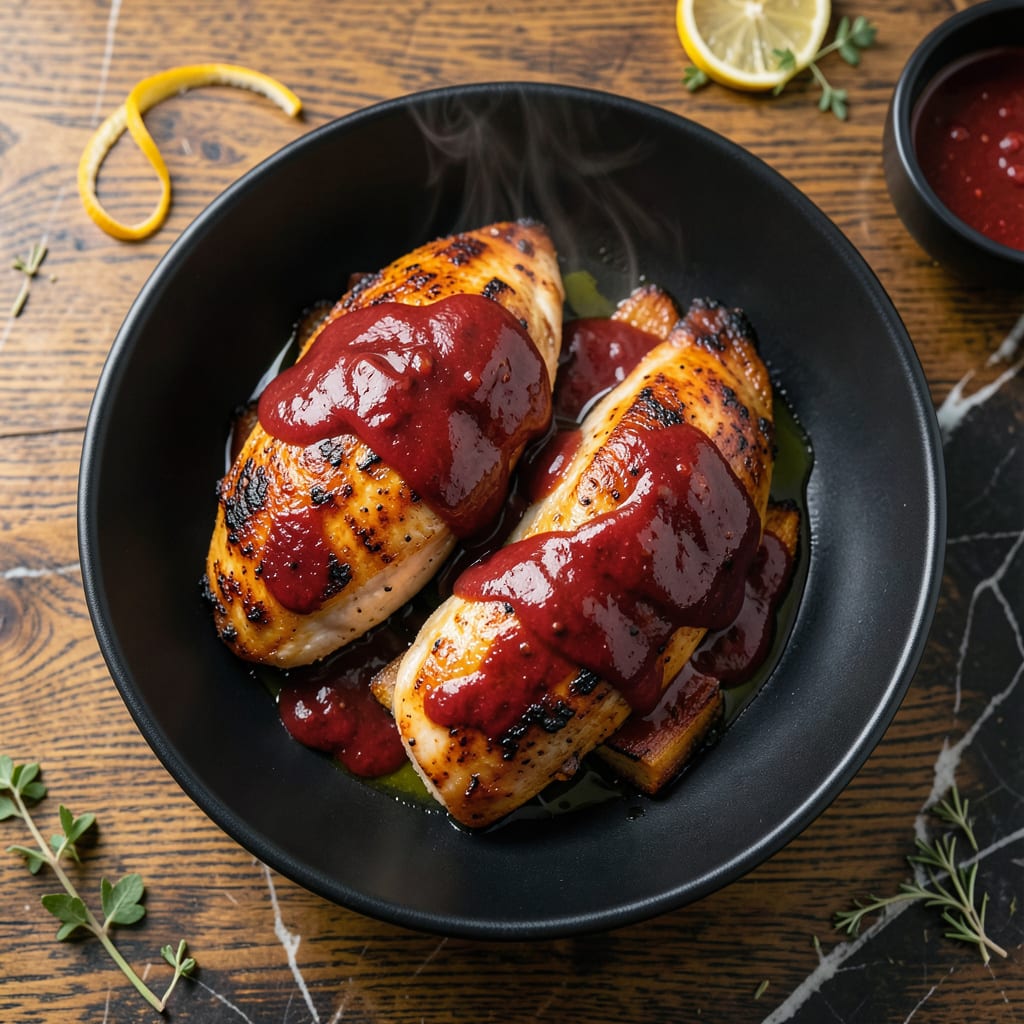 Visual representation of BBQ Sauce Chicken Breast Recipe: Grill Marked Sweet and Smoky Tenderness