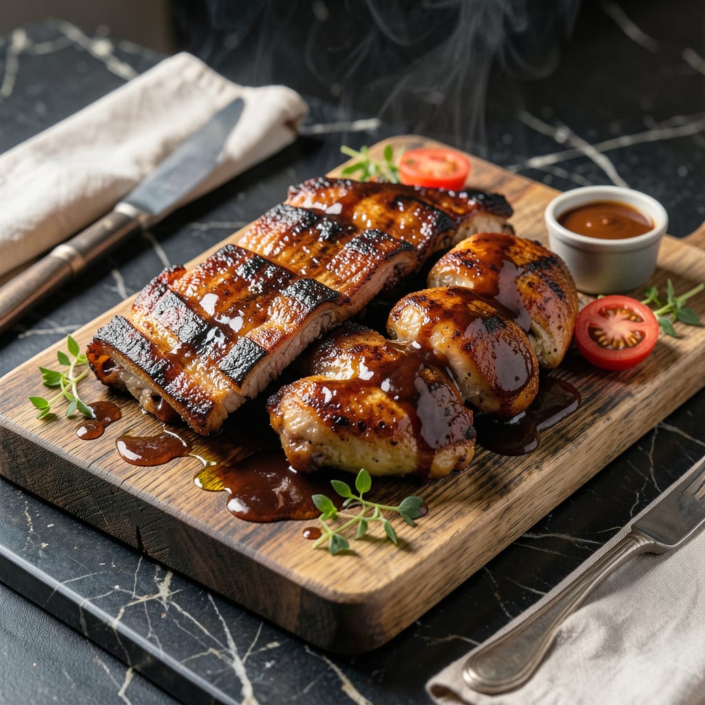 bbq sauce recipe for chicken and ribs illustration with key details