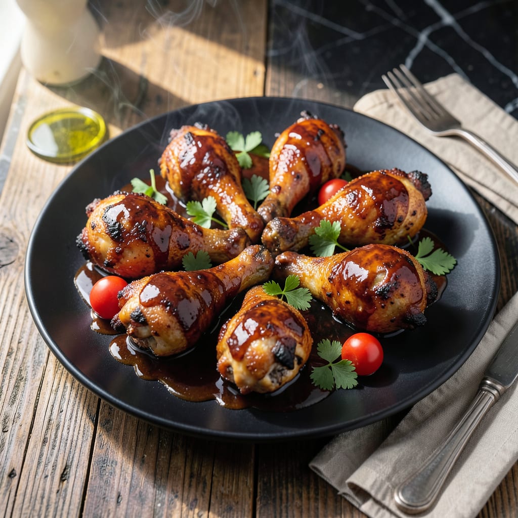 bbq sauce recipe for chicken legs illustration with key details