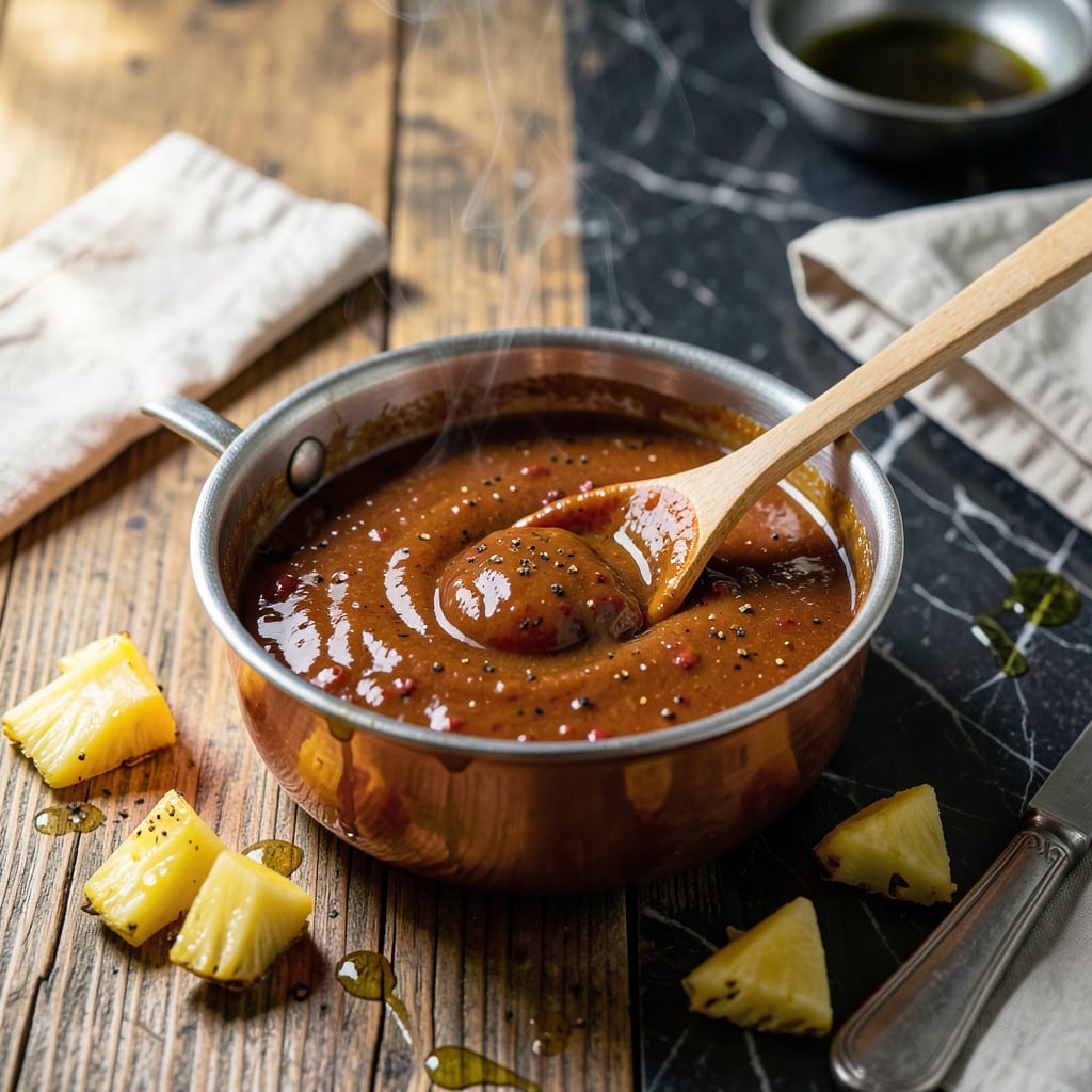 Visual representation of bbq sauce recipe with pineapple juice