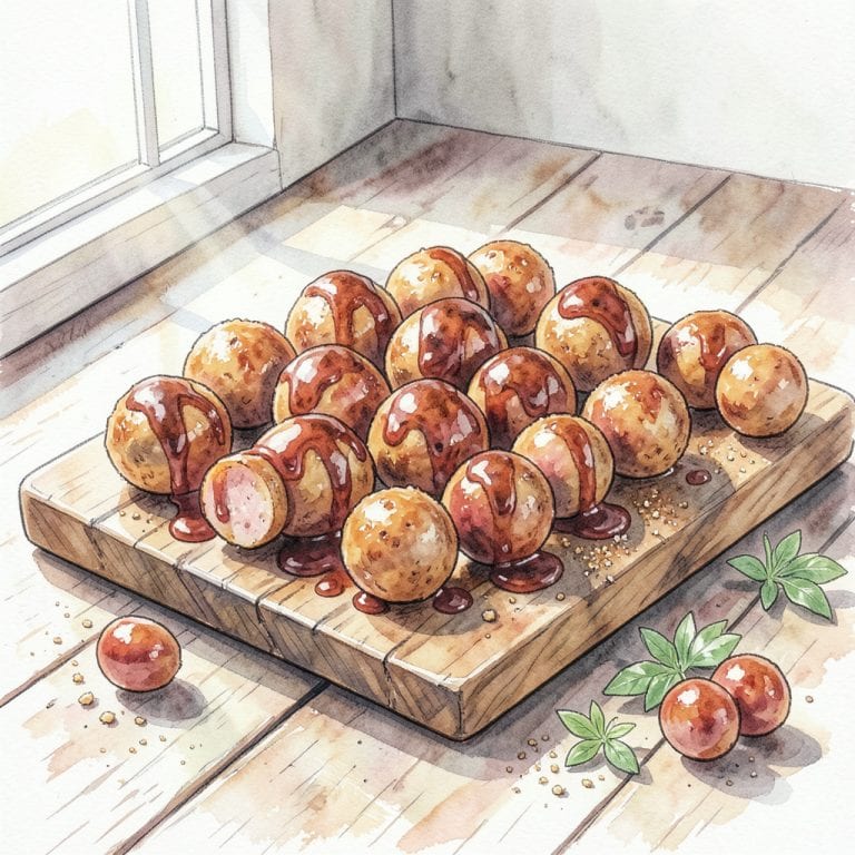 BBQ Sausage Balls Recipe: Spicy, Cheesy, and Irresistible illustration with key details