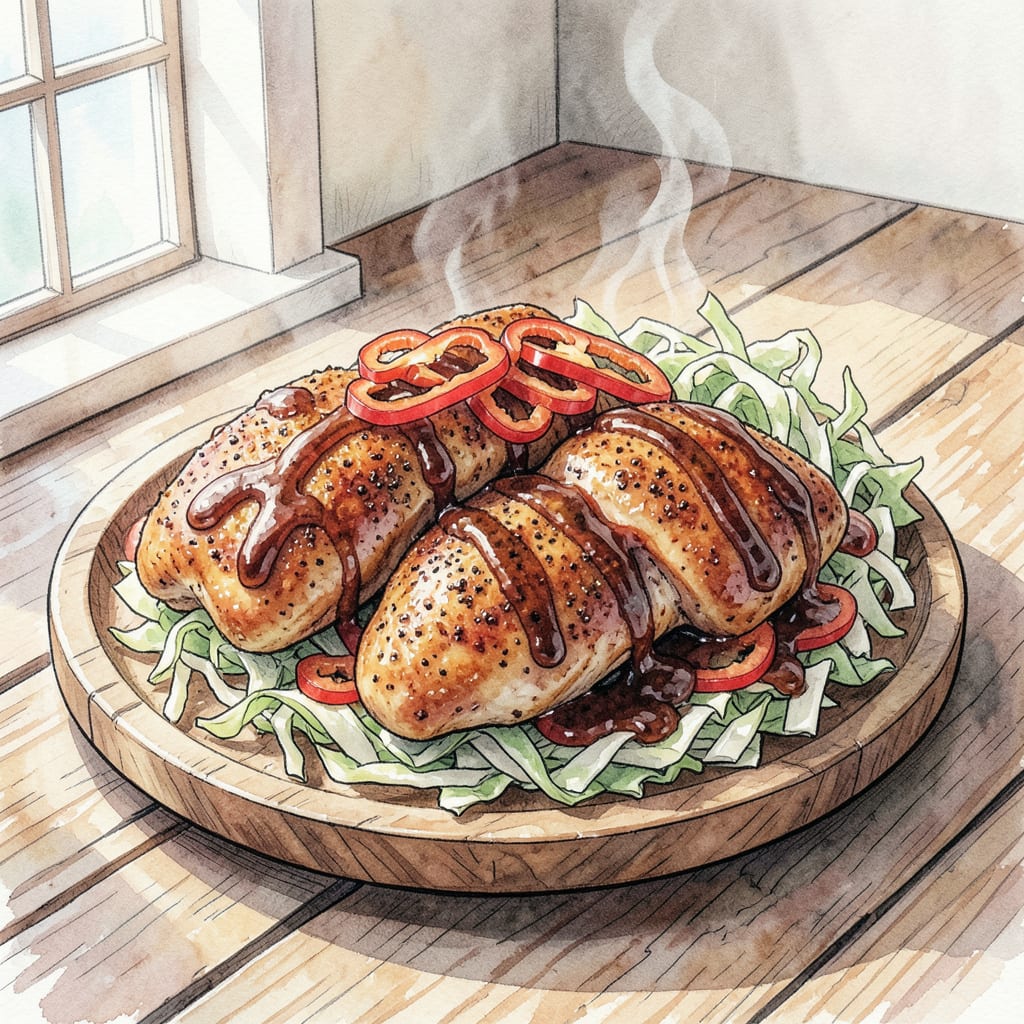 bbq seasoned chicken recipe example with annotations