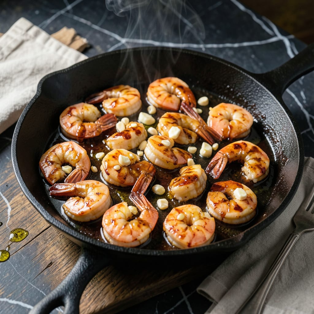bbq shrimp recipe on stove example with annotations
