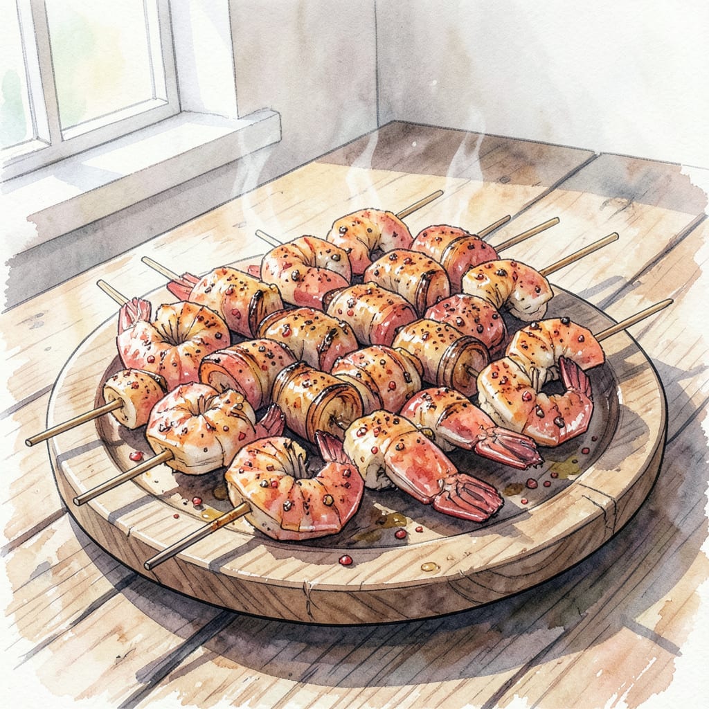 Complete bbq shrimp skewers recipe overview image