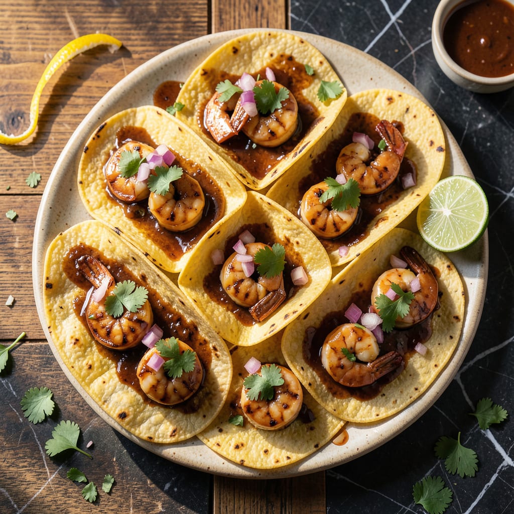 Visual representation of bbq shrimp taco recipe
