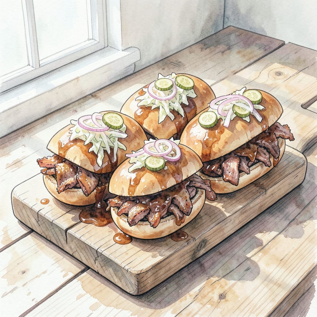 BBQ Sliders Recipe: Tender Meat and Crispy Buns in Minutes illustration with key details