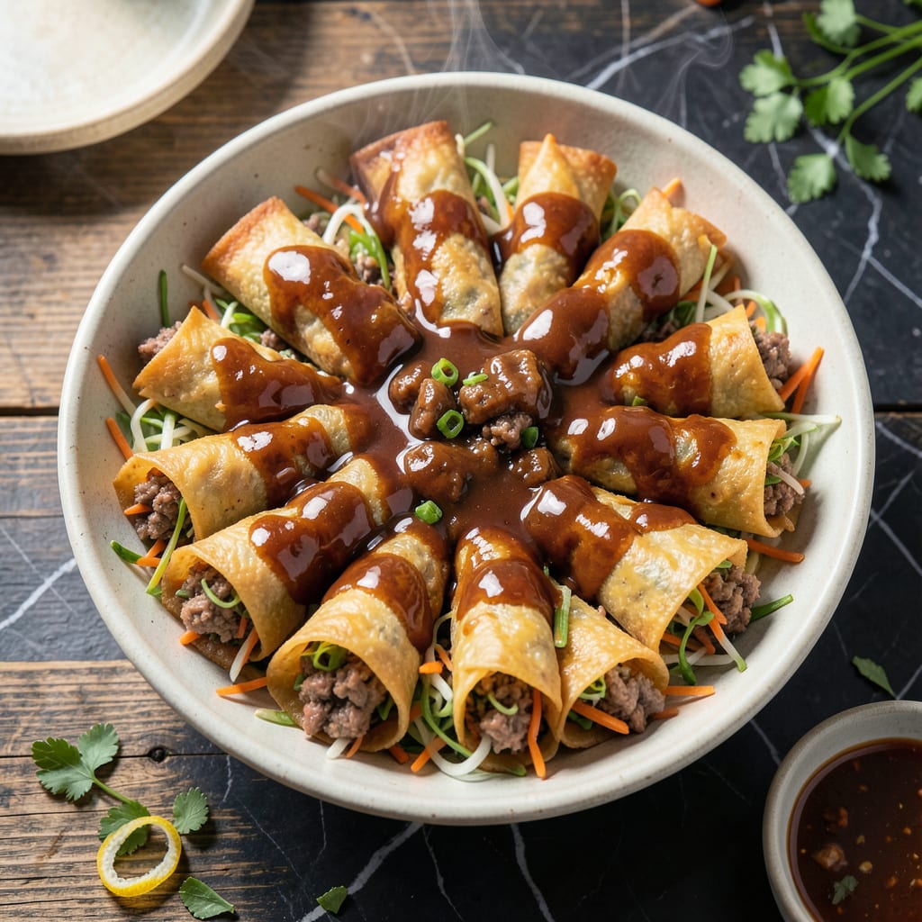 bbq spring roll recipe example with annotations