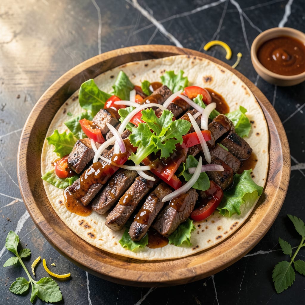 Visual representation of bbq steak wrap recipe