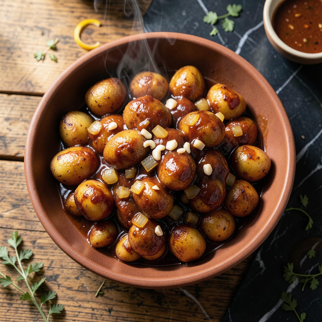 BBQ Stewed Potatoes Recipe: Smoky Tender Side Dish illustration with key details