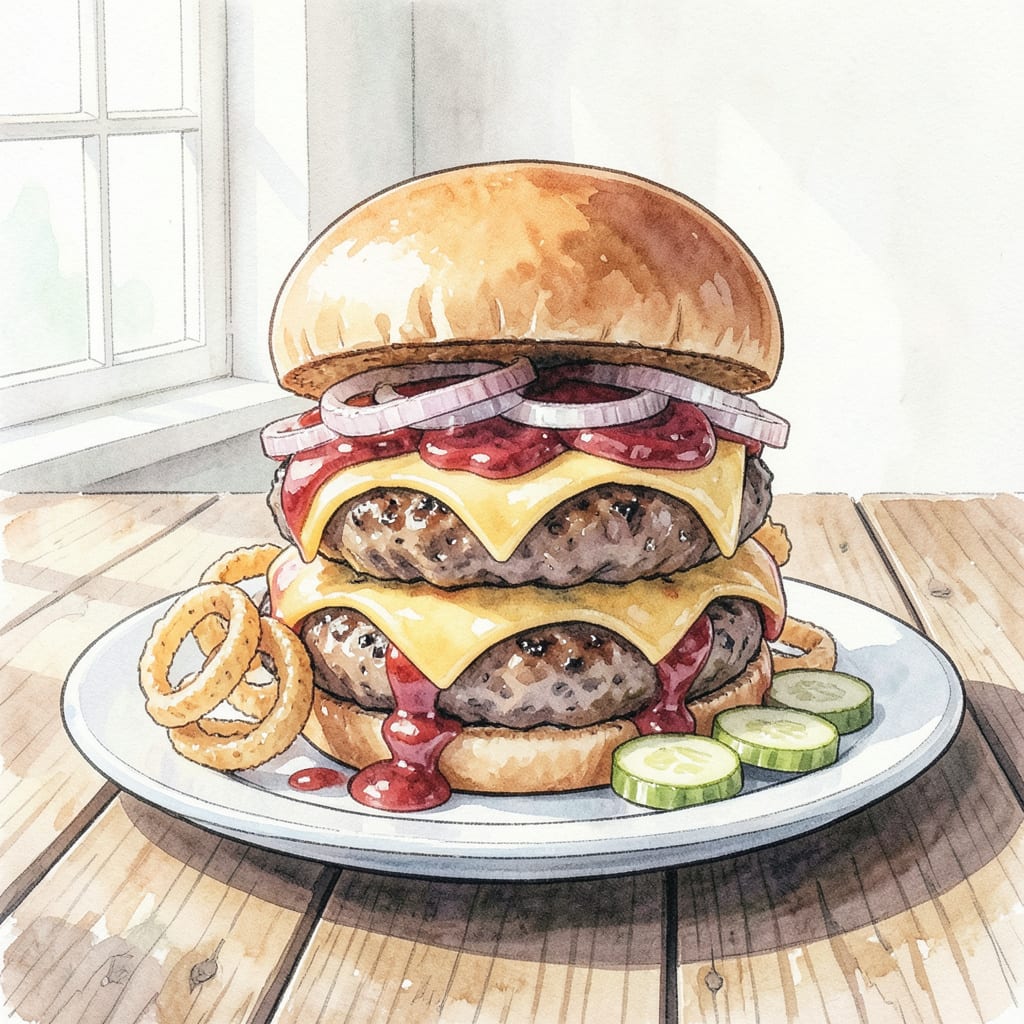 bbq stuffed burgers recipe cheese illustration with key details