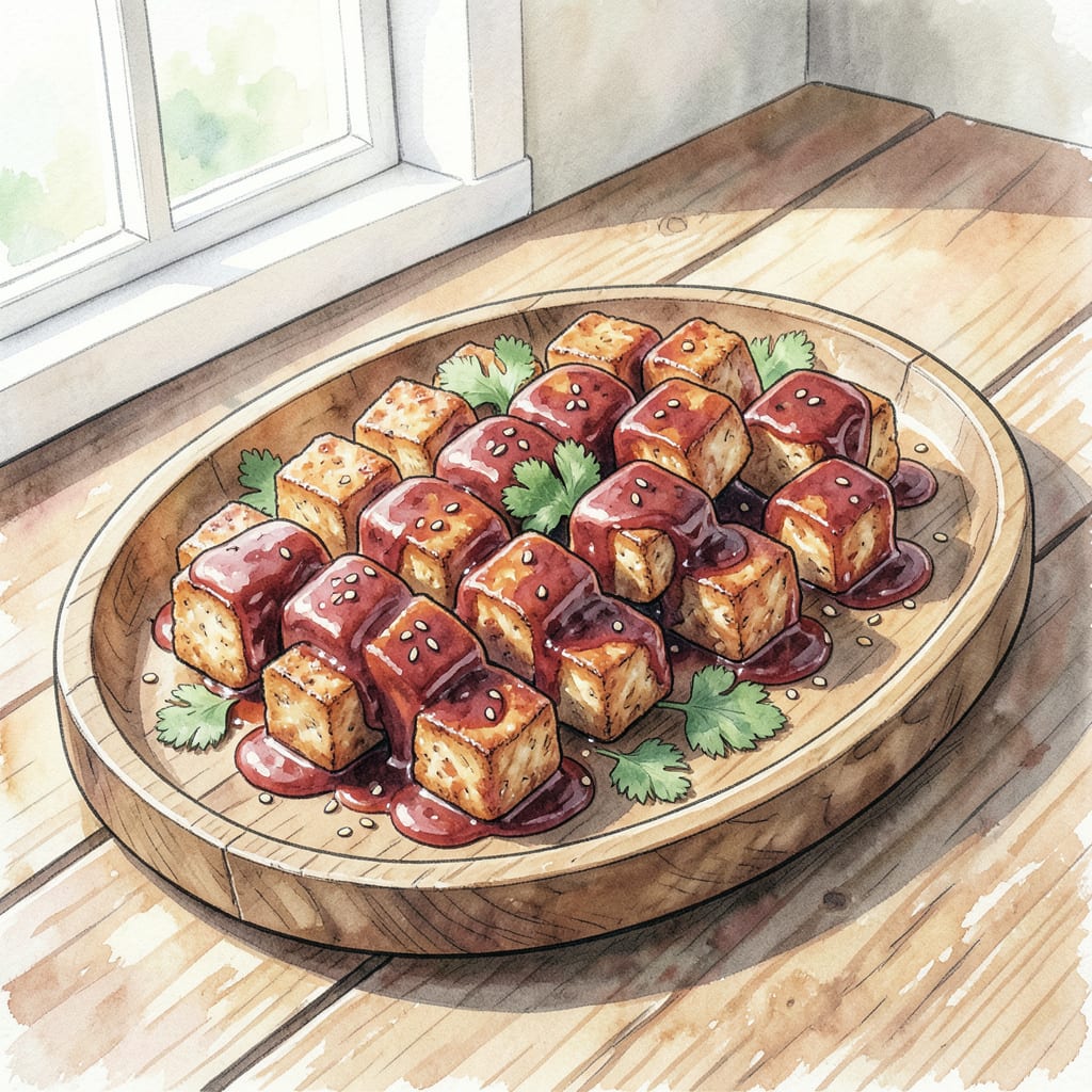 BBQ Tempeh Recipe: Crispy Outside, Tender Inside illustration with key details