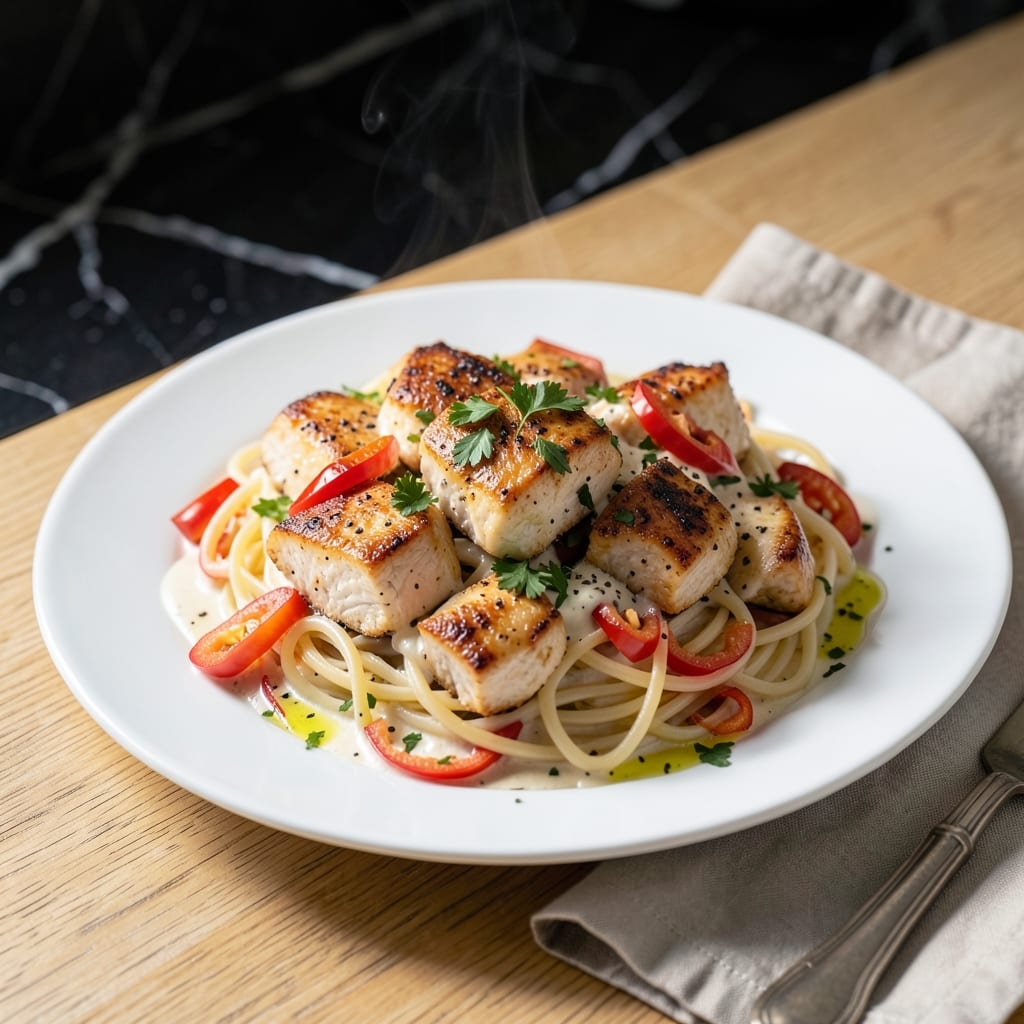 Chicken Spaghetti Recipe Without Rotel: Creamy Cheese Sauce With Peppers