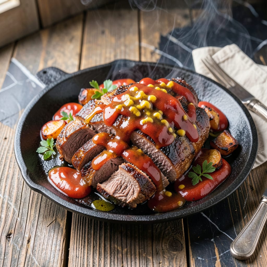 Beef BBQ Recipe With Ketchup and Mustard: Smoky Backyard Classic illustration with key details