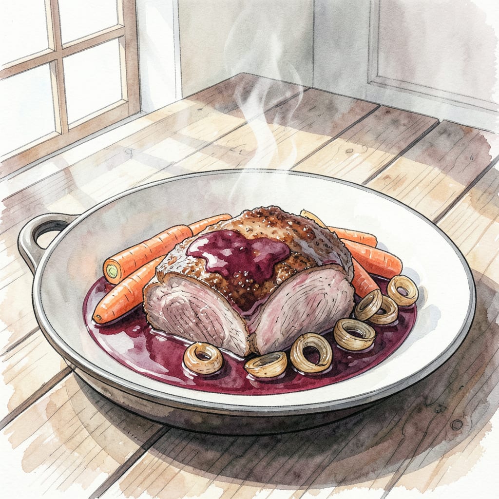 Beef Manhattan Recipe: Tender Pot Roast in Rich Gravy example with annotations