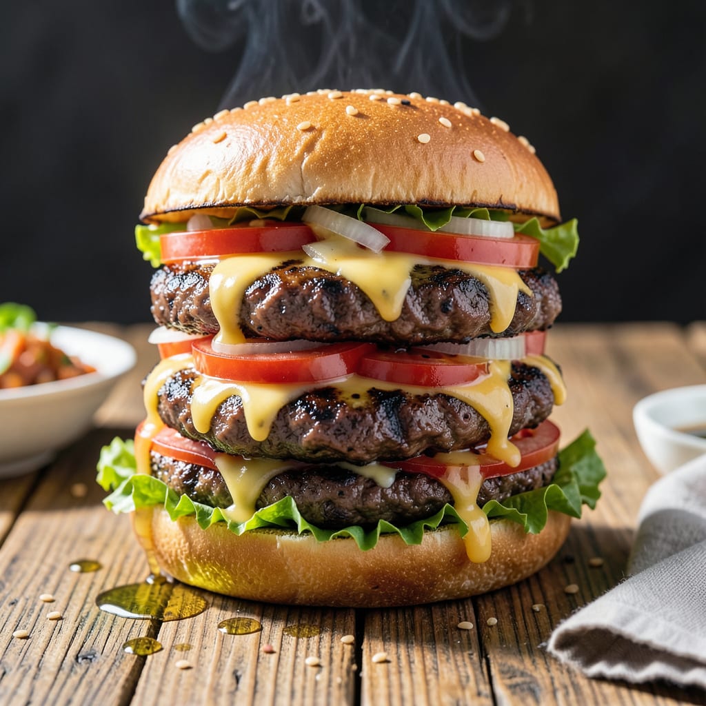 best charcoal grilled burger recipe example with annotations