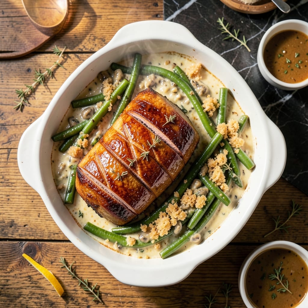 Honey Baked Ham Green Bean Casserole Recipe: Holiday Table Centerpiece