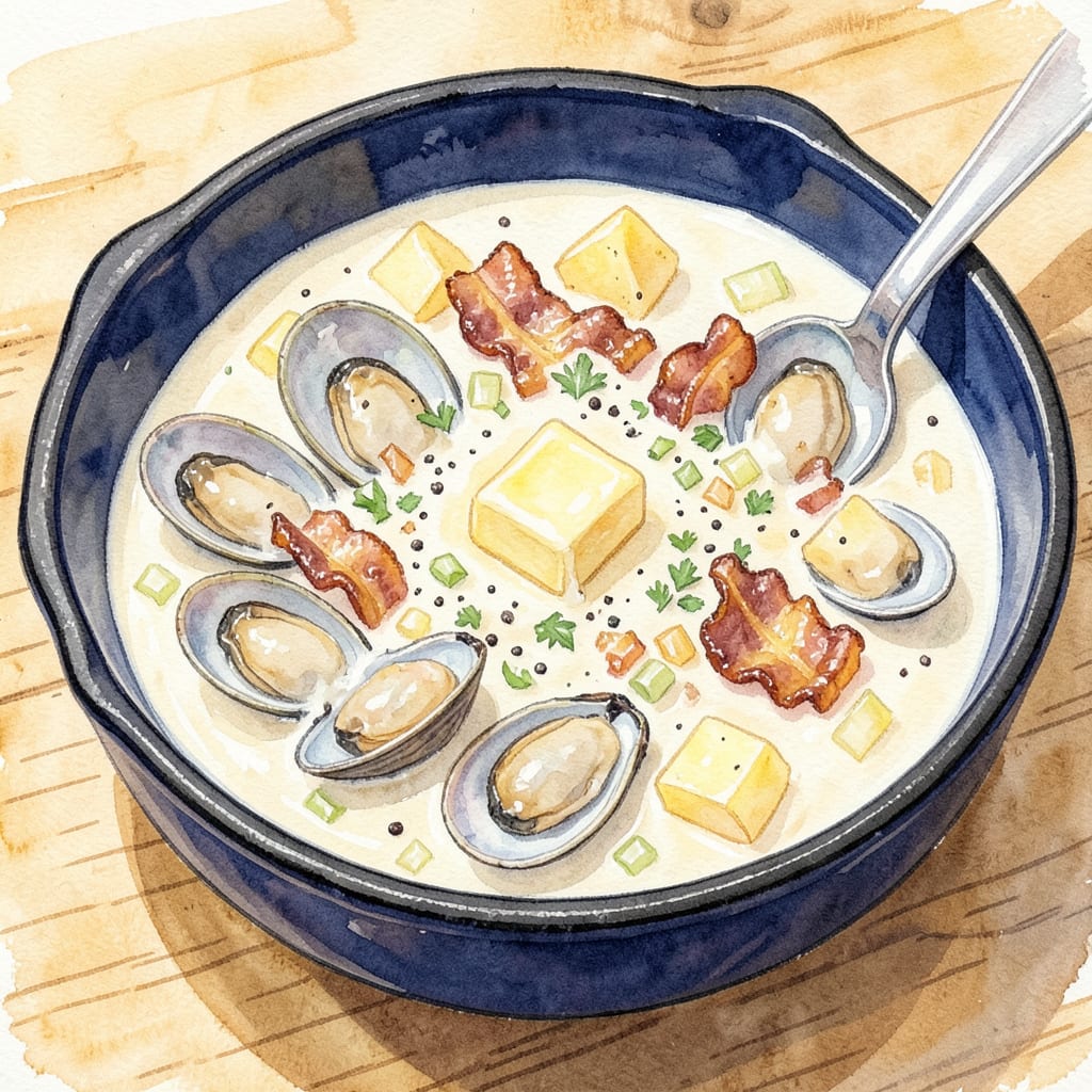 BJ's Clam Chowder Recipe: Creamy New England Comfort in a Bowl illustration with key details