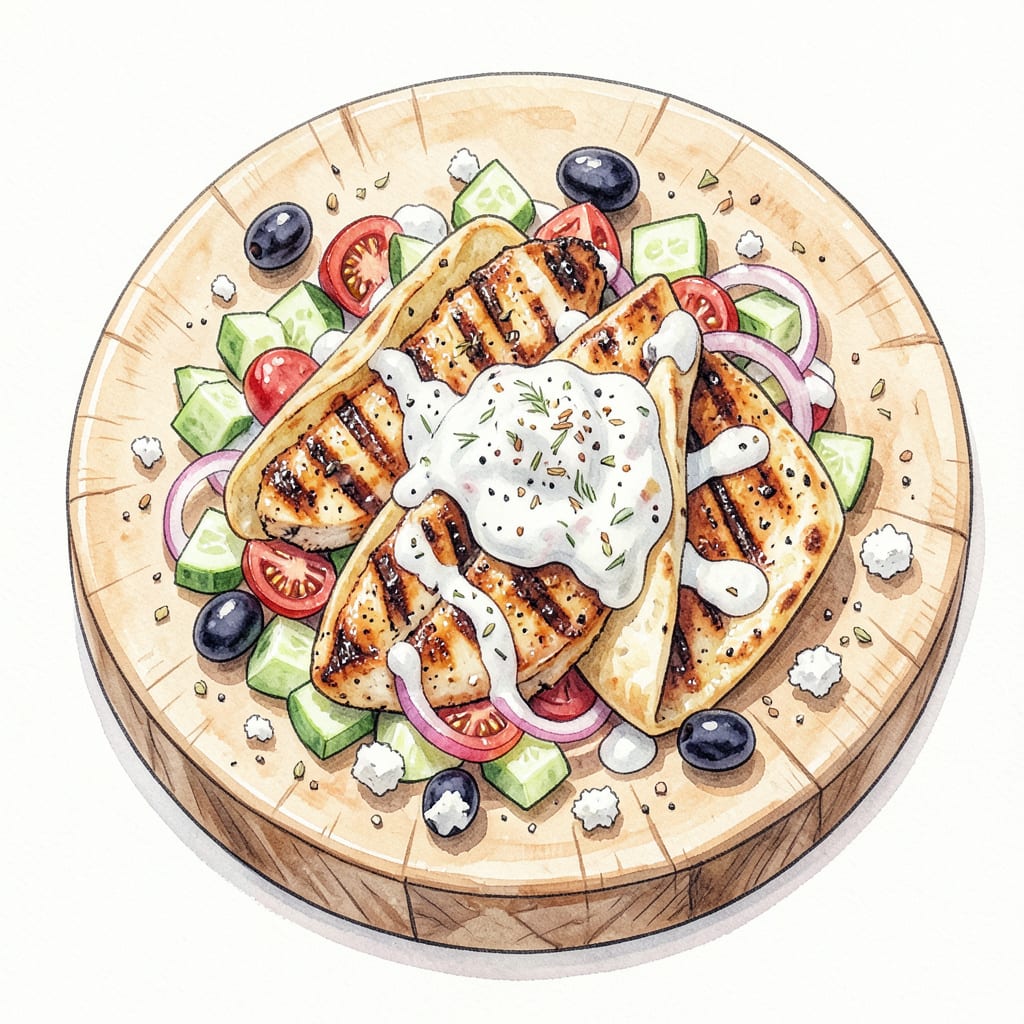 Complete BJ's Mediterranean Chicken Pita Tacos Recipe: Grilled Perfection With Cool Tzatziki overview image