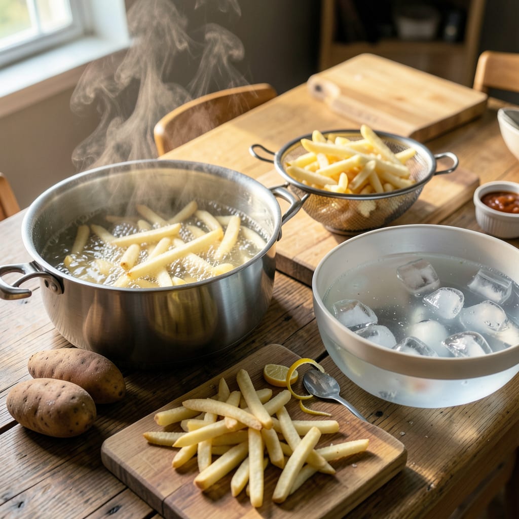 blanching french fries for freezing detailed visual guide