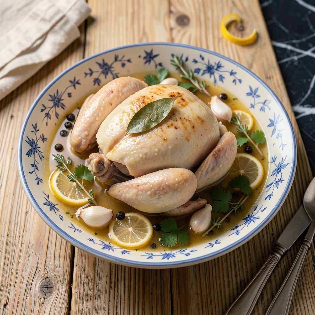 Boiling a Whole Chicken: Juicy Meat and Rich Broth in One Pot example with annotations